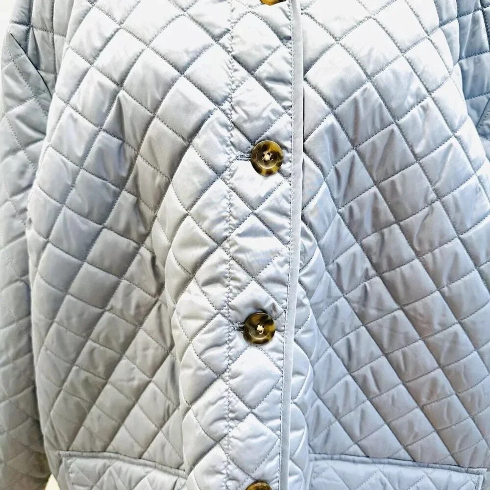 NWT CROFT&BARROW Women Button Down Collarless Quilted Blue Jacket Lightweight 4X - Picture 6 of 15